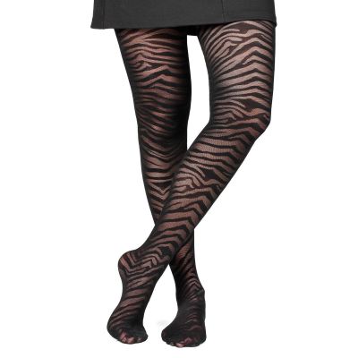 Fil de Jour France Fashion Tights 30 Denier, Zebra Stripes, S/M Made in Italy